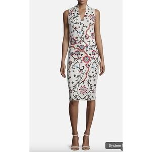 Alice + Olivia Jacki Embroidered Floral V-Neck Cocktail Dress Size 4
